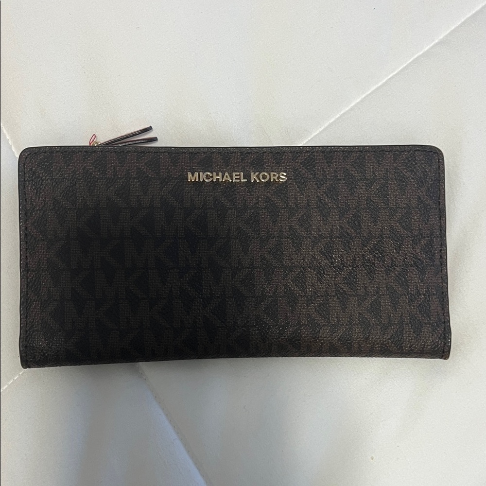 Michael Kors Dark Brown/Red Logo Wallet
